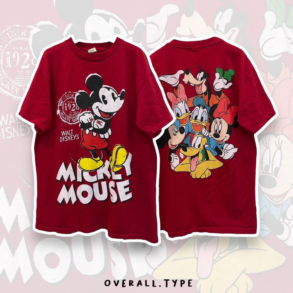 แดง MICKEY MOUSE Christmas T-shirt ดิสนีย์มิกกี้เมาส์ happy new year เสื้อยืดคริสต์มาส HOT!!! ผ้าฝ้า