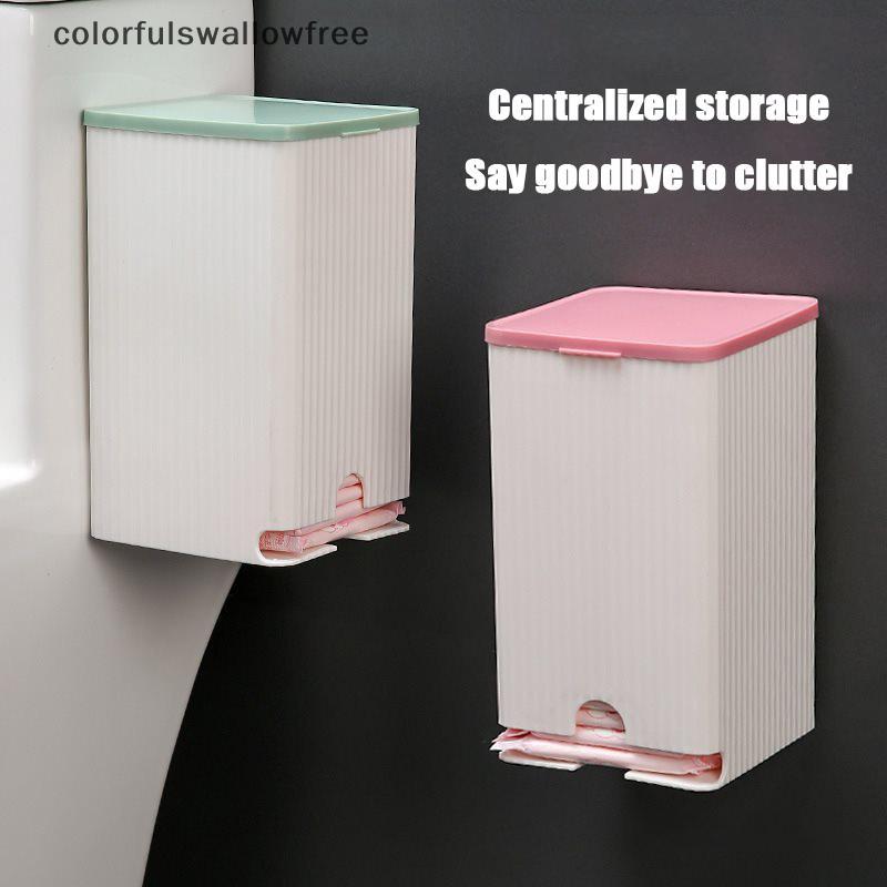 Colourfulswallowfree 1PCS ติดผนังผ้าอนามัยกล่องเก็บกระดาษทิชชูและสําลีกล่องเก็บมัลติฟังก์ชั่พลิกกล่อ