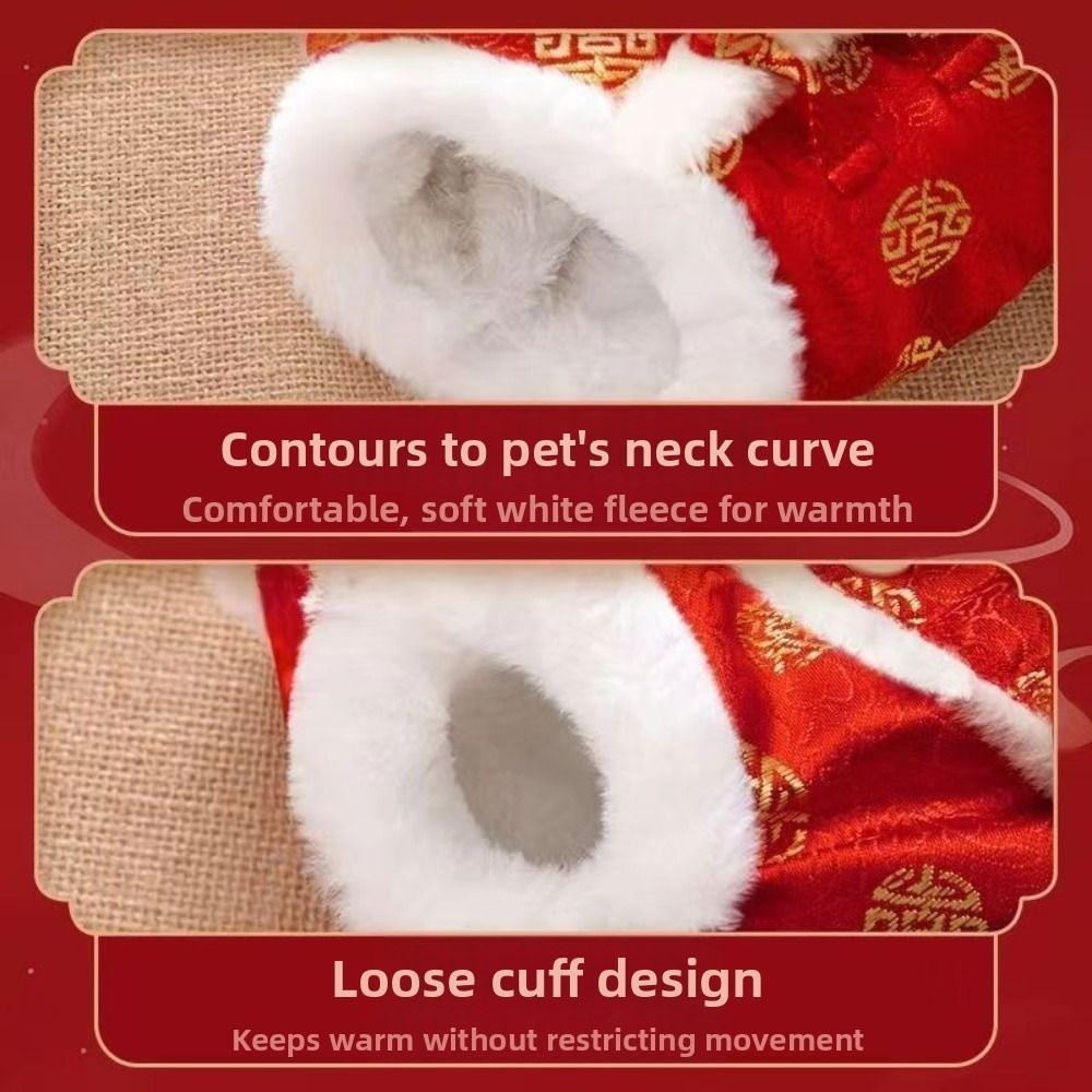 เสื้อผ้าฝ้ายแมว จัมโบ้,เสื้อผ้าสัตว์เลี้ยงฤดูหนาวสไตล์จีนอบอุ่น,ชุดสัตว์เลี้ยงปีใหม่สะดวกสบายหนานุ่มเสื้อกั๊กเสื้อวันเกิด - รูปที่ 6