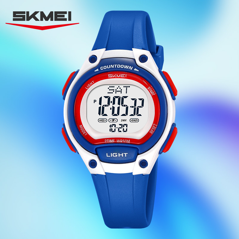 Skmei นาฬิกาอิเล็กทรอนิกส์กันน้ำเรืองแสง สไตล์นักเรียน สีตัดกัน ใช้งานได้หลากหลา