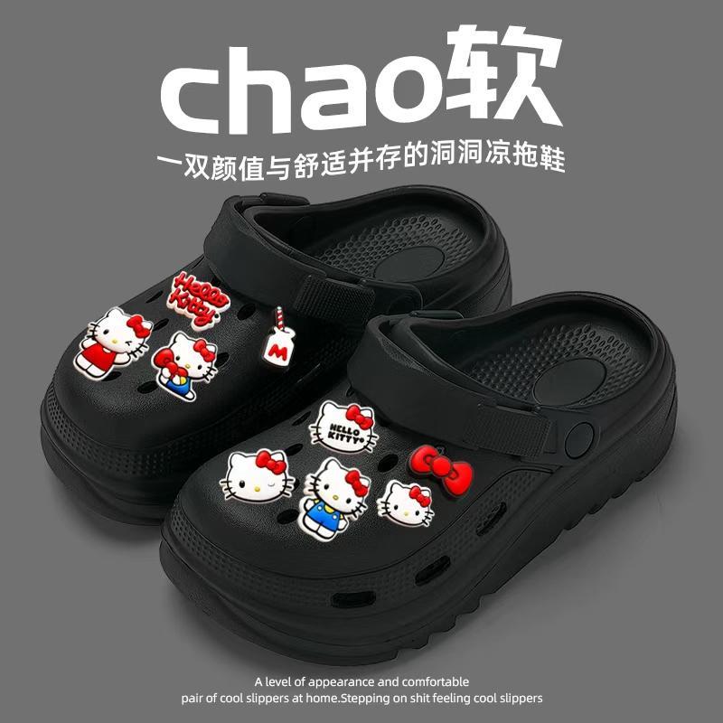 รองเท้าแตะหัวโต พื้นนิ่มกันลื่น กันน้ำ ทำความสะอาดง่าย ดีไซน์แฟชั่น พร้อมสติ๊กเกอร์รองเท้า เหมาะสำหรับมาสูบายและลาย - รูปที่ 2