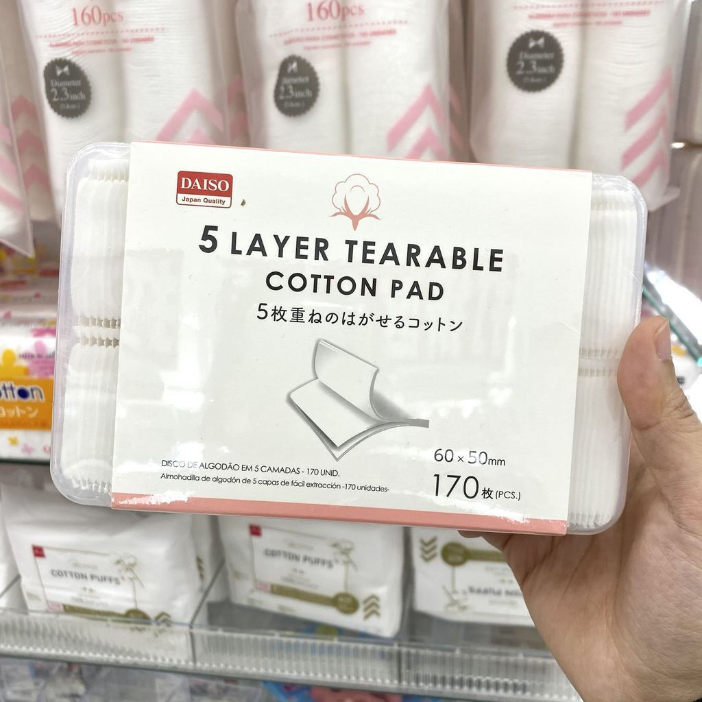 TP Daiso DAISO Makeup Cotton Pads Makeup Remover Cotton Pads Non-Irritating Toner Boxed Pink170Piece