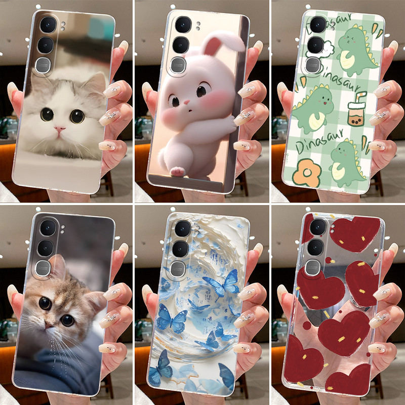 ปลอกสําหรับVivo Y21D 4G / Y31 5GซิลิโคนJelly Soft TPUปกหลังสําหรับVivo Y31 6.68 กระต่ายน่ารักแมวDinaasaurเคสโทรศัพท์