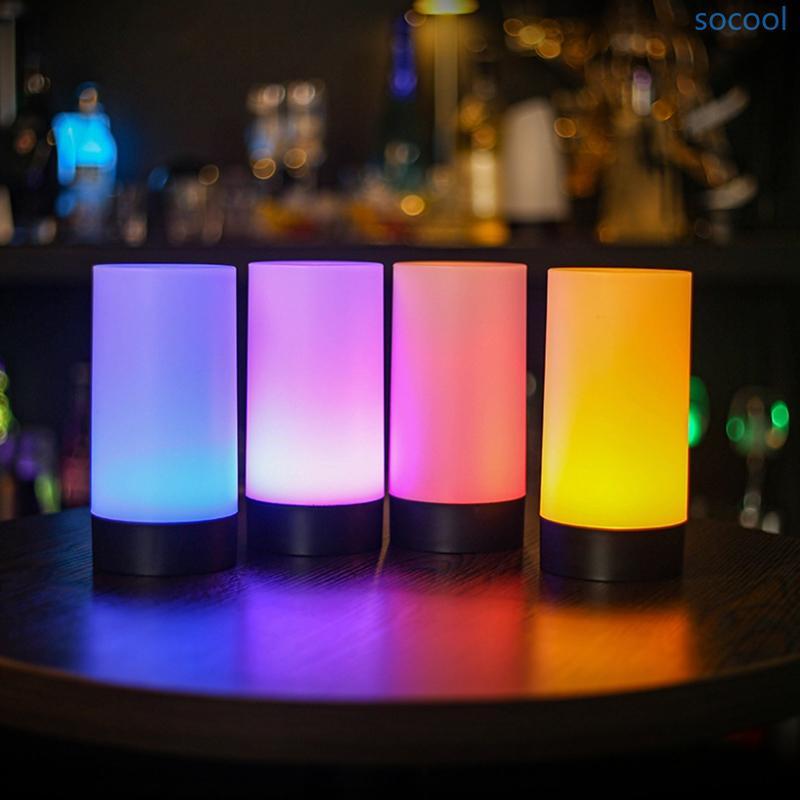 Soc* โคมไฟตั้งโต๊ะ LED กระบอกไฟกลางคืน LED โคมไฟตั้งโต๊ะสีเครื่องประดับ