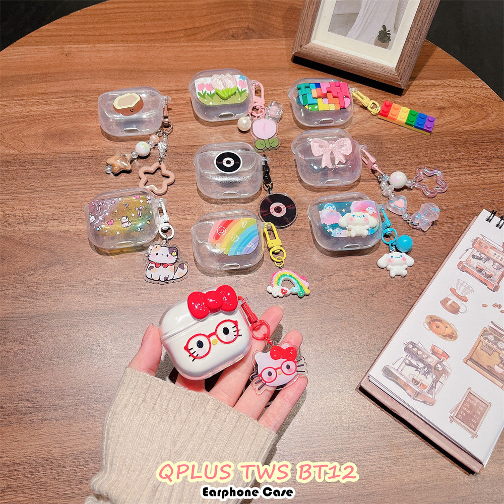 imamuraFor QPLUS TWS BT12 Casing Case Soft Silicone Headphone Case DIY Cute Cat