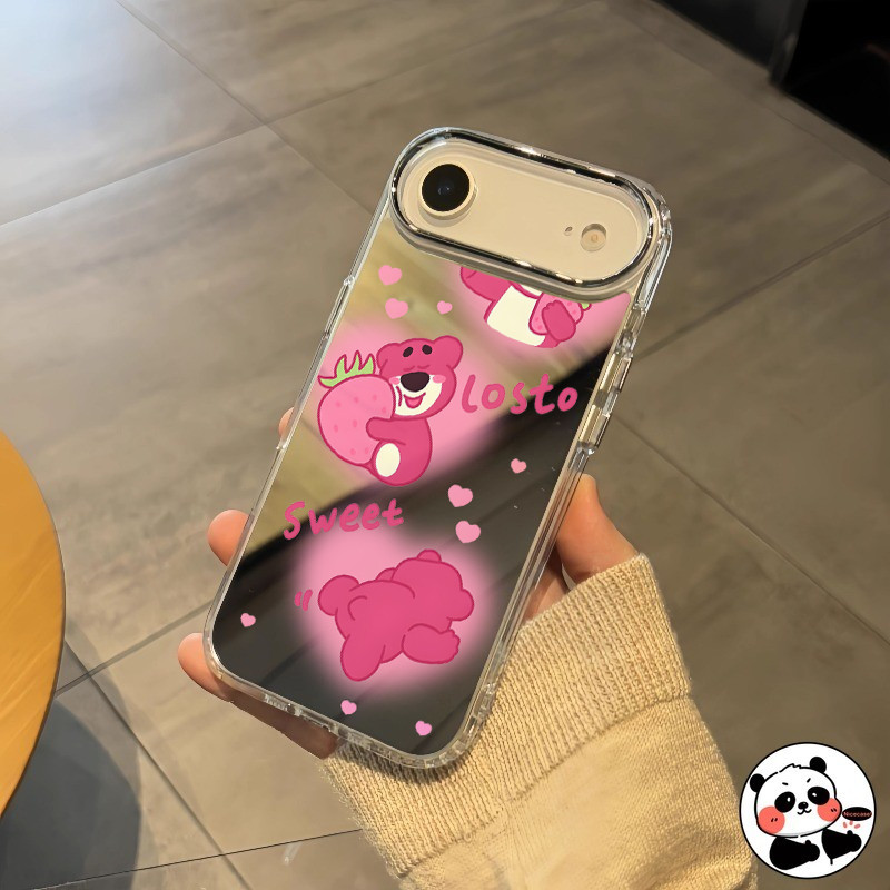 น่ารักรักสตรอเบอร์รี่หมีกระจกเคสโทรศัพท์สําหรับVivo IQOO Z10 Z10X Z9 Z9X Z9s Turbo Pro Plus Lite Z7i