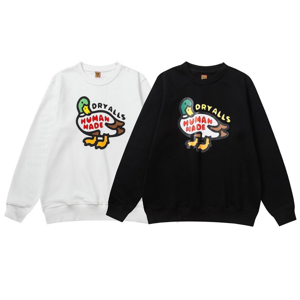 Human.made ฤดูใบไม้ร่วงรอบคอเสื้อกันหนาวกลับเป็ดพิมพ์แนวโน้มญี่ปุ่นหลวมเสื้อกันหนาวแขนยาว