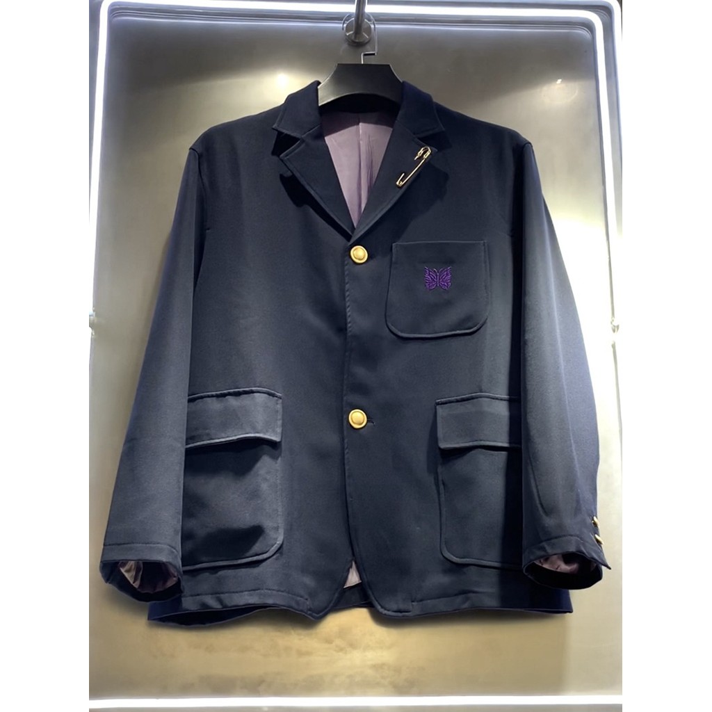 Needles track Embroidered Pin Lapel Suit Vintage Casual Blazer for Men