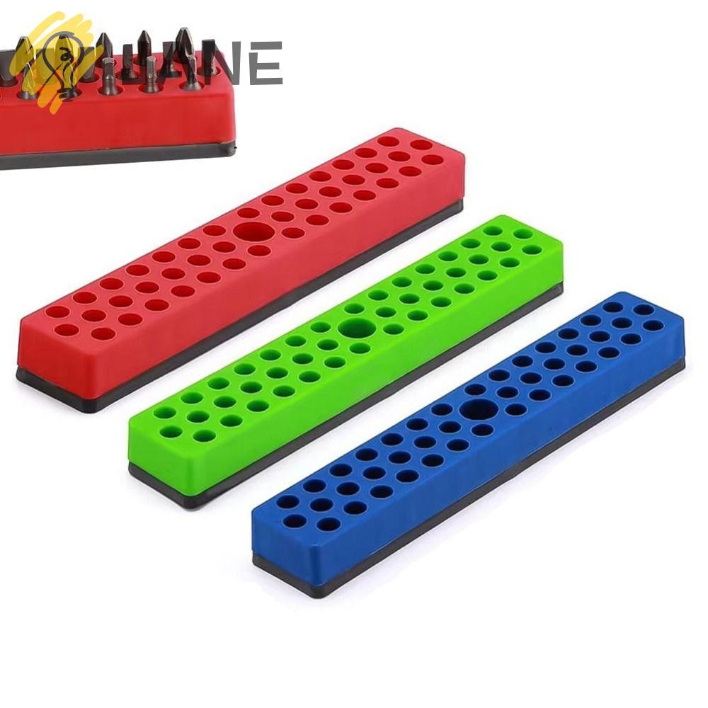 JANE ไขควง Bit Storage Organizer, 43 หลุมพลาสติก + แม่เหล็ก Hex Bit Holder Organizer, Professional ส