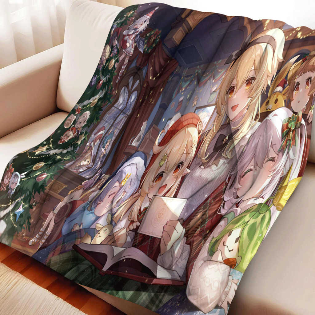 ผ้าห่มสักหลาด Genshin Impact Yaoyao เหมาะสําหรับเตียงโซฟา