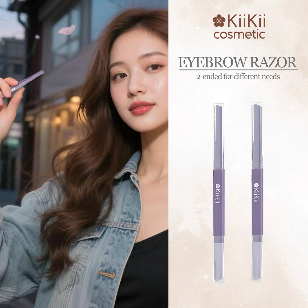 KiiKii Cosmetic กันคิ้ว ที่กันคิ้ว มีดกันคิ้ว ใช้งานสองด้าน ปลอดภัยต่อผิว ขูดเบาๆ พกพาสะดวก