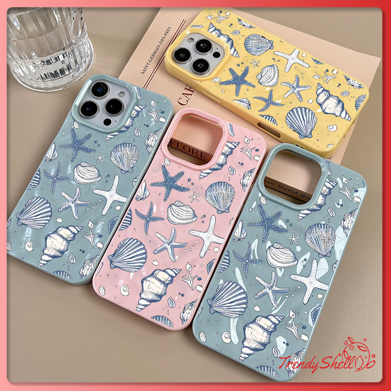 เคส TPU ลายเปลือกหอยแฟนตาซีรูปดาวสีฟ้า สำหรับ IPhone 16 17 15 14 6/7/8 Plus XR 11 16 13 15 14 12 Pro Max X XS MAX 17 Pro