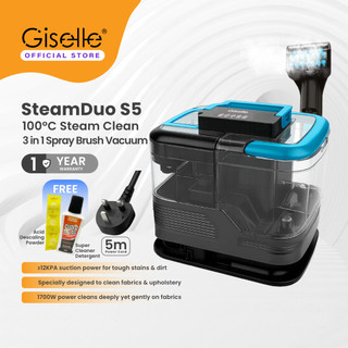Giselle Spot Fabric Cleaner 1700W | High Temp Steam | 60°C Hot Water | Wet & Dry Vacuum | 2L Water Tank | SteamDuo S5