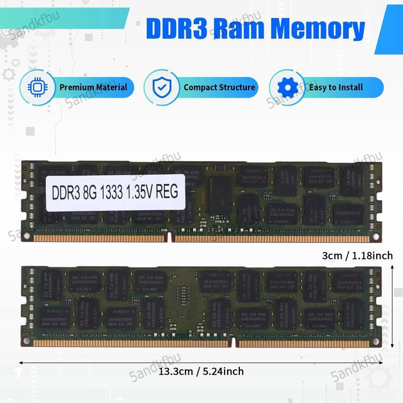8GB DDR3 1333MHZ Ecc Ram หน่วยความจํา PC3L-10600R 1.35V 2RX4 REG Ecc RAM สําหรับเซิร์ฟเวอร์เวิร์กสเต