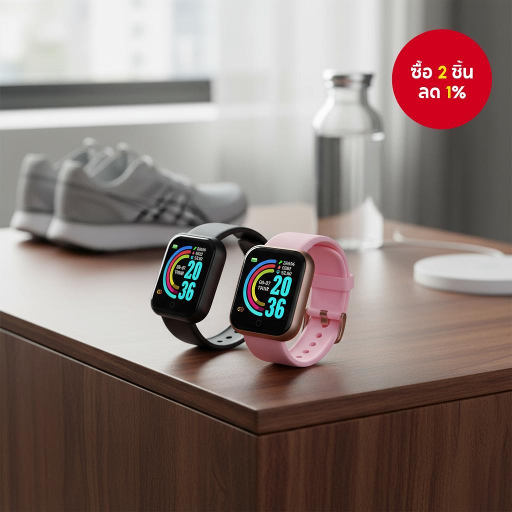 Y68 Macaron D20 สมาร์ทวอทช์ ที่มาพร้อมอัตราการเต้นของหัวใจ