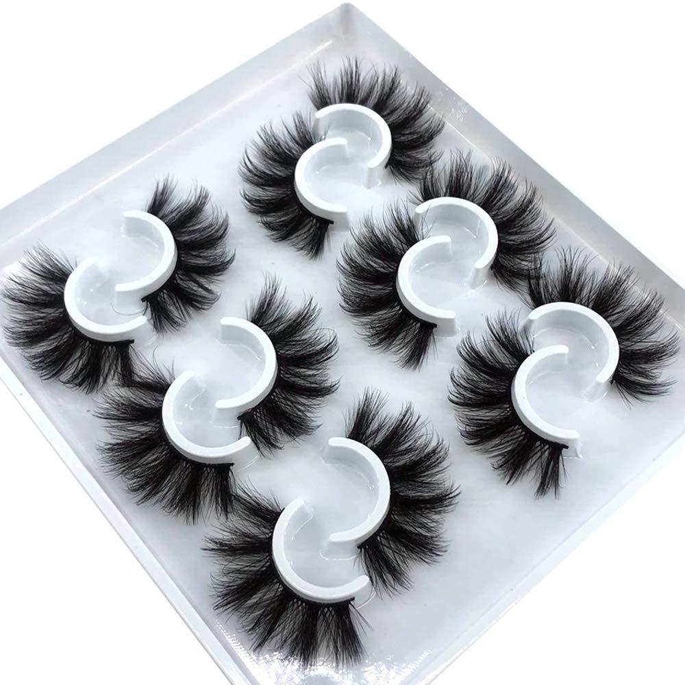 HBZGTLAD 6 คู่ขนตาปลอมปุย Natural Faux Mink Strip 3D Lashes Pack (MDF-12)