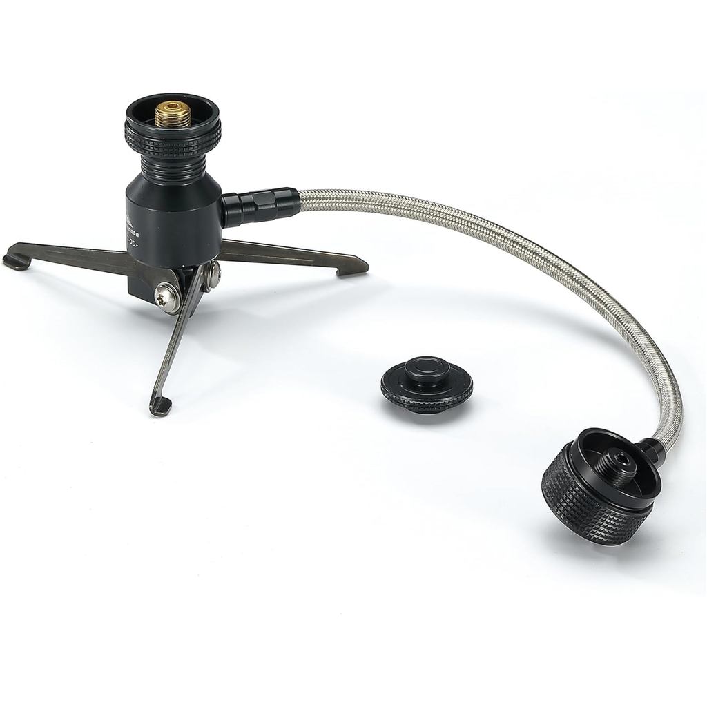 Campingmoon.Adapter ท่อเตาสำหรับแคมปิ้ง รองรับ 2 ตำแหน่ง ก้านยึดแบบ EN417 Lindal วาล์วมาตรฐาน สีดำ B