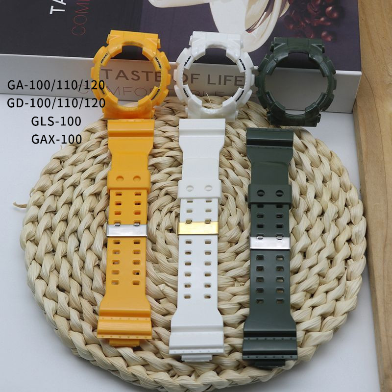 สีดํา Samurai Case & Band ชุดสําหรับ GD110 GA100 GA120 Mens เปลี่ยนเรซิ่นปลอกสายคล้องทนทานกันกระแทก