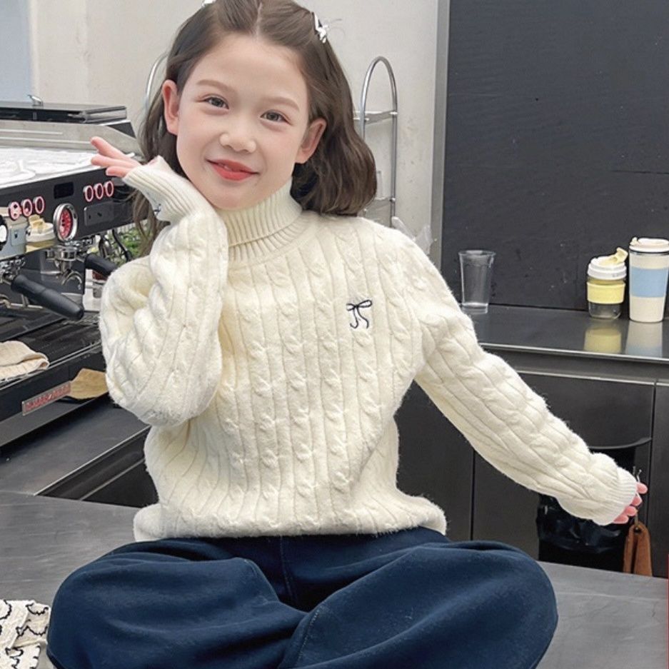 ฤดูหนาวใหม่ - สาวคอสูงเสื้อกันหนาวเด็กสบาย ๆ หนานิ้วเสื้อกันหนาว - รูปที่ 6