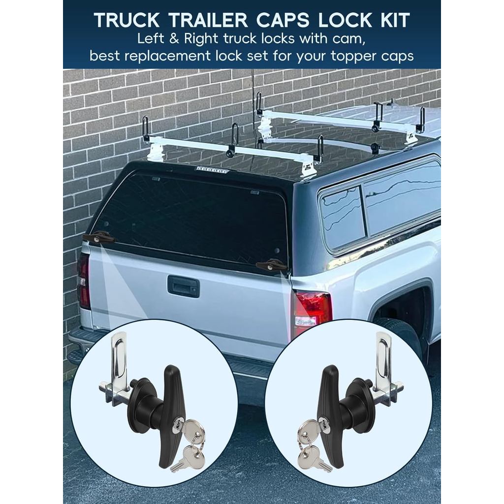Truck Cap Camper Shell T-Handle Lock Latch Replacement Parts, Truck Bed Topper Door Locking Kit Acce