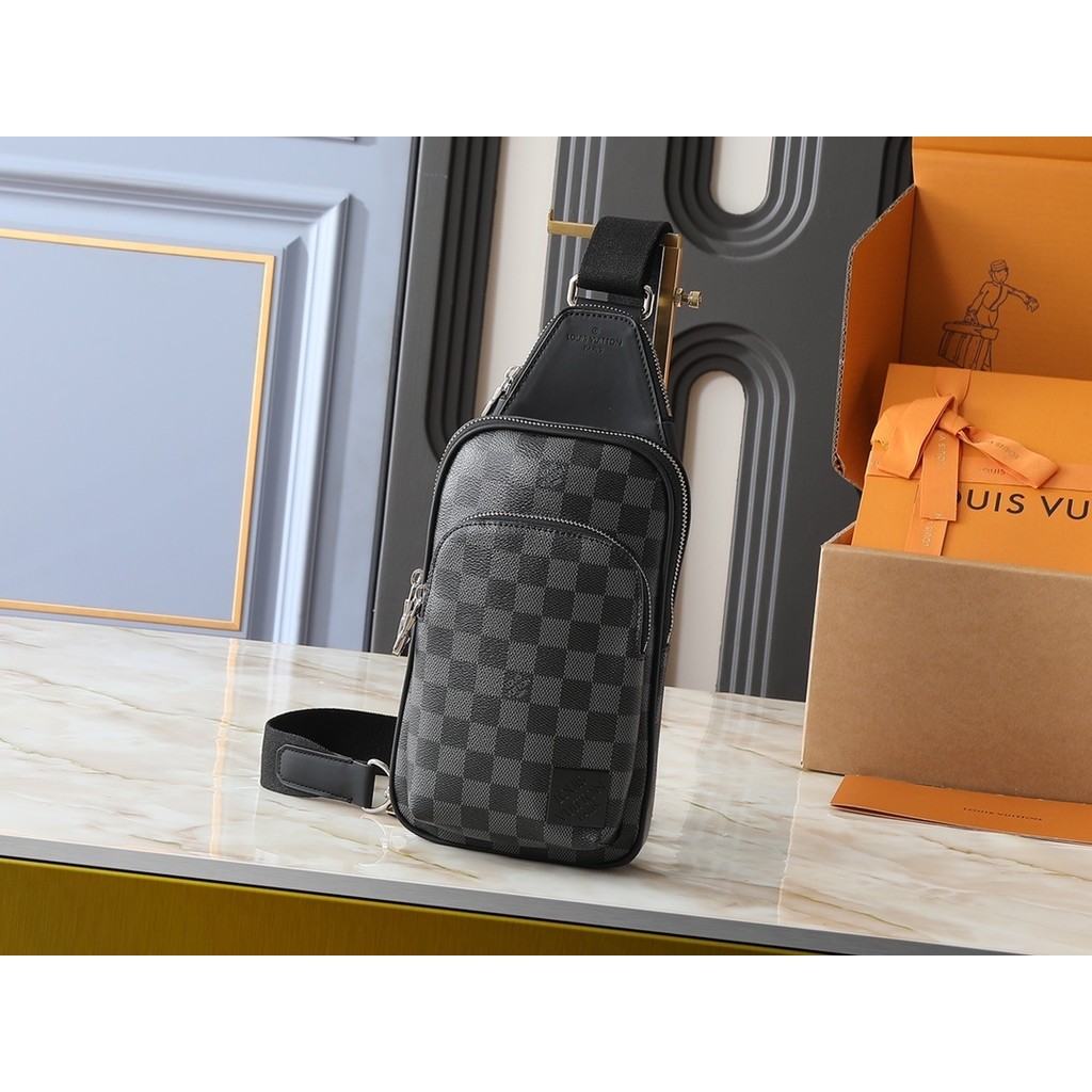 Avenue กระเป๋าสะพายขนาดเล็ก Monogram Eclipse เคลือบผ้าใบสายคล้องไหล่กระเป๋าถือกระเป๋าสะพายข้าง 16.0 