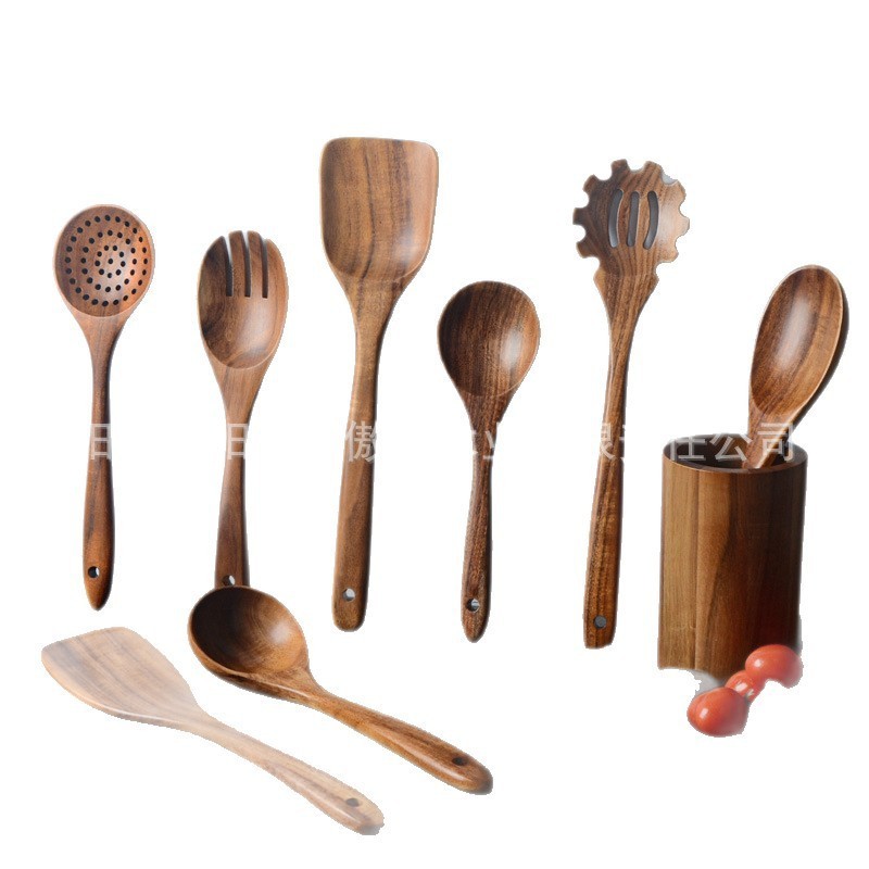 Wooden Stir-Frying Spatula Soup Spoon Teak Non-Stick Pan Spatula