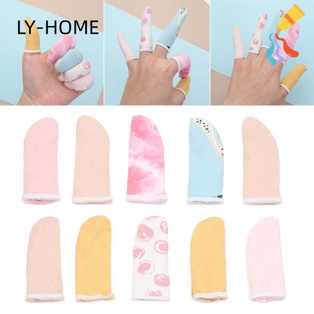 LIAOYING 10 ชิ้น Finger Cots Breathable Home & Living ผ้าฝ้ายถุงมือป้องกันปลายนิ้ว