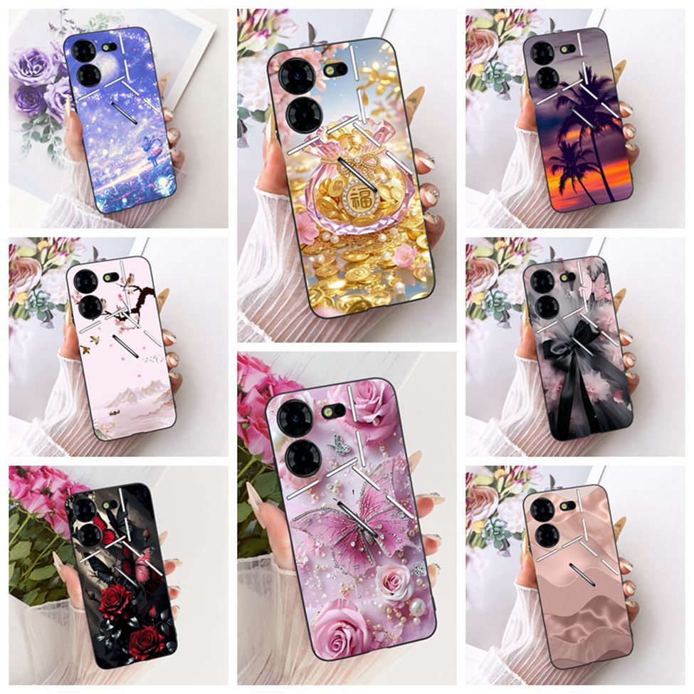 เคส Tecno Pova 5 Pro Cover LH8n แมวน่ารักแฟชั่นผีเสื้อทาสีปลอก Techno Pova 5 Pro