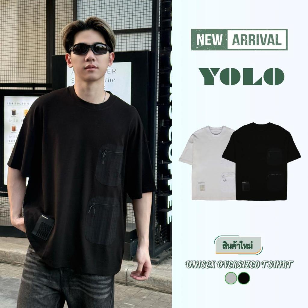 YOLO เสื้อยืด OVERSIZE เสื้อยืด ยืดแขนสั้น คอกลม แขนสั้น สีพื้น ใส่สบาย ไม่ร้อน Y251108