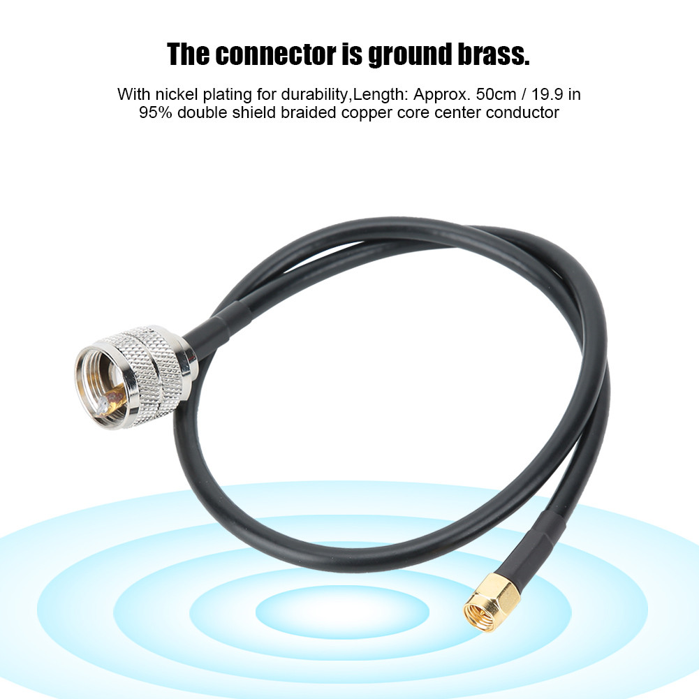 Haijiemall Copper Core SMA Male to UHF PL259 สายอะแดปเตอร์พร้อมป้องกันรังสียูวีแบบยืดหยุ่น FR PVC ปล