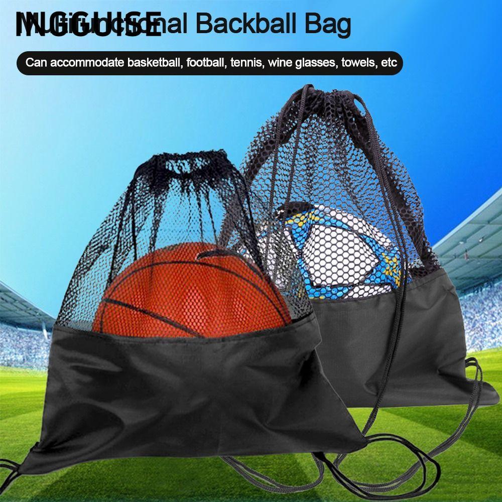 INGGUISE Ball Storage Backpack, Black Portable Basketball Cover Mesh Bag, Basketball Carry Bag Ball 