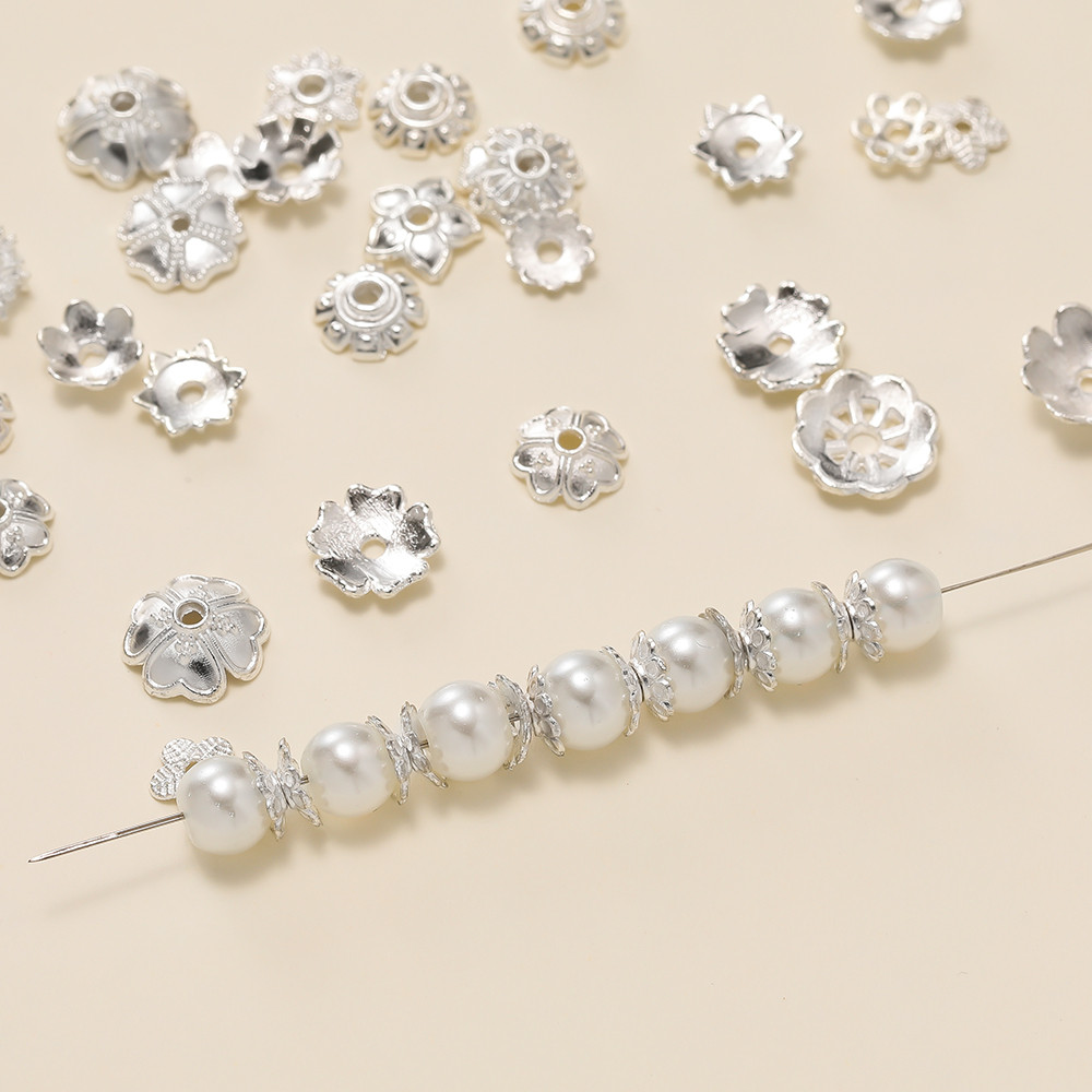 ฐานลูกปัดโลหะผสม สีเงิน สำหรับทำสร้อยข้อมือและสร้อยคอมือสมเอง (DIY) 50 ชิ้น