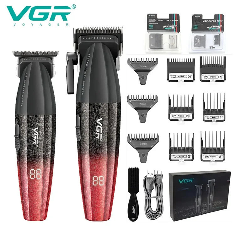 VGR Professional Hair Trimmer ผม Clipper ผม Trimmer ตัดผม 9000 RPM ตัดผมตัดผมไร้สาย Trimmer สําหรับช