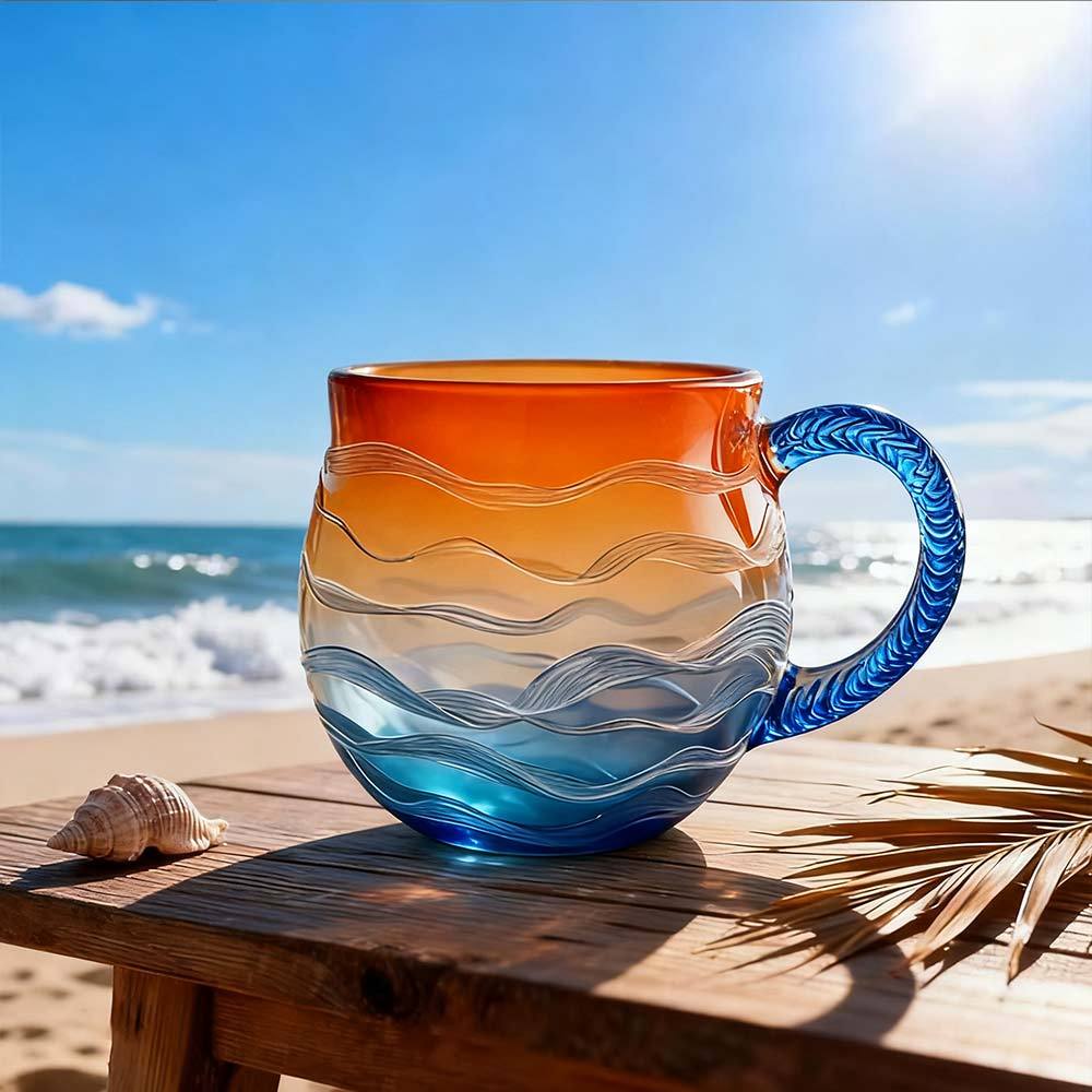 Sea glass sunset mug coffee cup