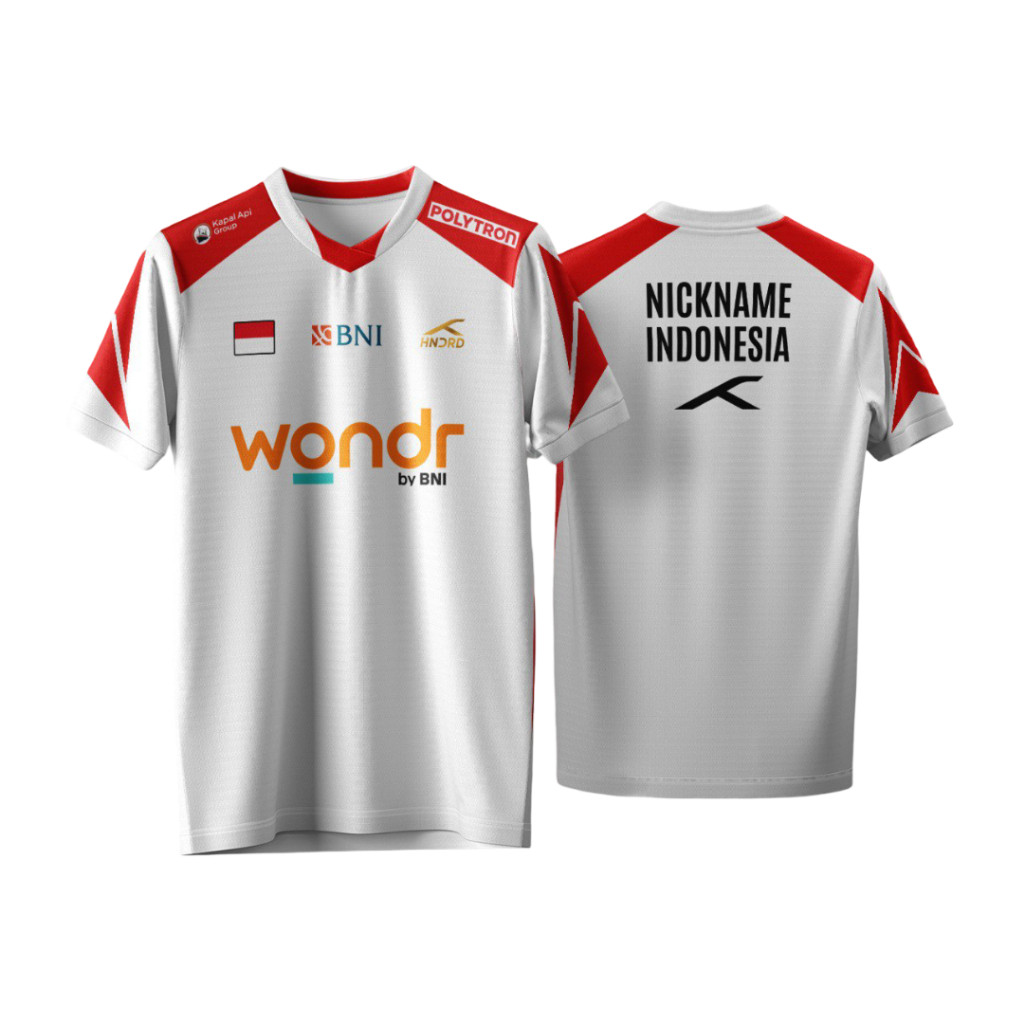 INDONESIA BADMINTON JERSEY Asia Junior Championship Free เพิ่มชื่อ - สีขาว