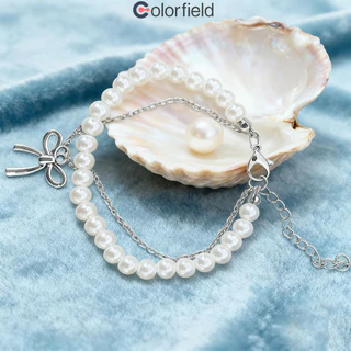 Colorfield สร้อยข้อมือ ประดับโบว์ ประดับไข่มุก สองชั้น ระดับไฮเอนด์ เข้ากับทุกการแต่งกาย ผู้หญิงที่ เครื่องประดับแฟชั่น