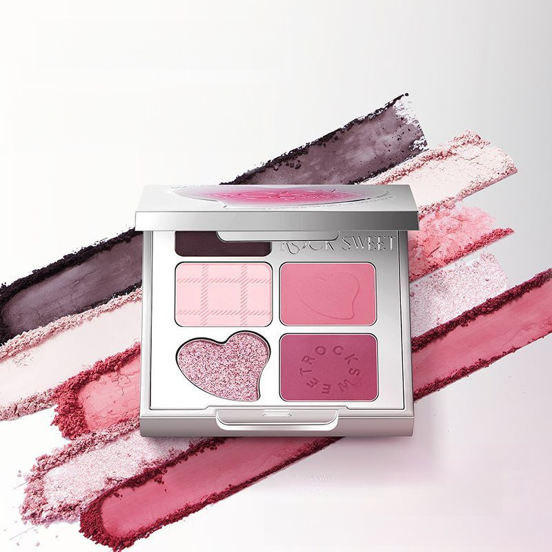 หิน หวาน จานสีคิ้วและคิ้วห้าสีสําหรับผู้เริ่มต้นที่มีการเรนเดอร์สีที่ละเอียดอ่อนและเป็นธรรมชาติโดยไม่ต้องแต่งหน้า พาเลทอายแชโดว์ - รูปที่ 5