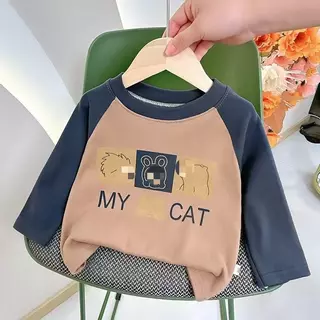 C8 เสื้อผ้าเด็ก เสื้อยืดแขนยาวลําลองเด็ก ลายน่ารัก สไตล์เกาหลี เนื้อผ้านุ่มๆ อุ่นๆ ใส่สบาย
