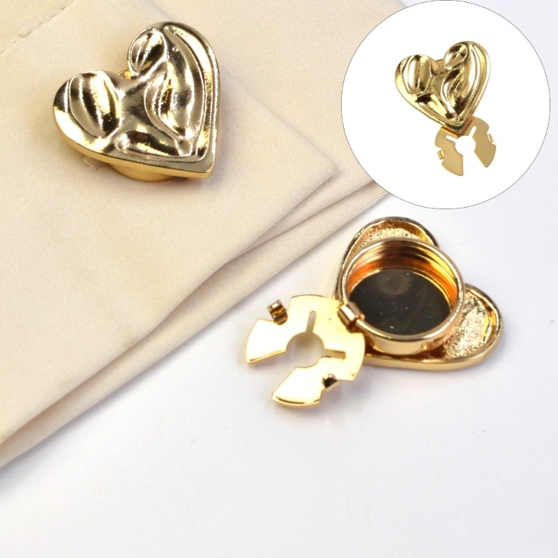 Cozy Heart Shaped Metal Cufflinks Clip ตกแต่งเสื้อปุ่มสําหรับชุดเสื้อ