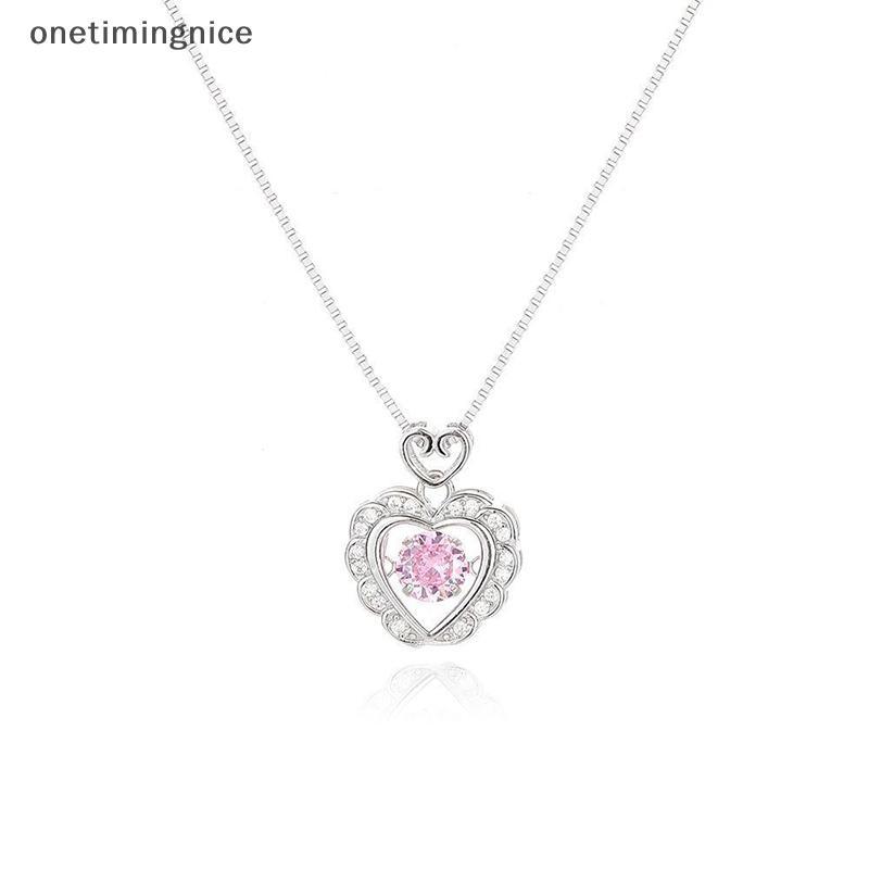 Onetimingnice Vintage Gothic Heart สร้อยคอจี้ Rhinestone สีชมพู OTN