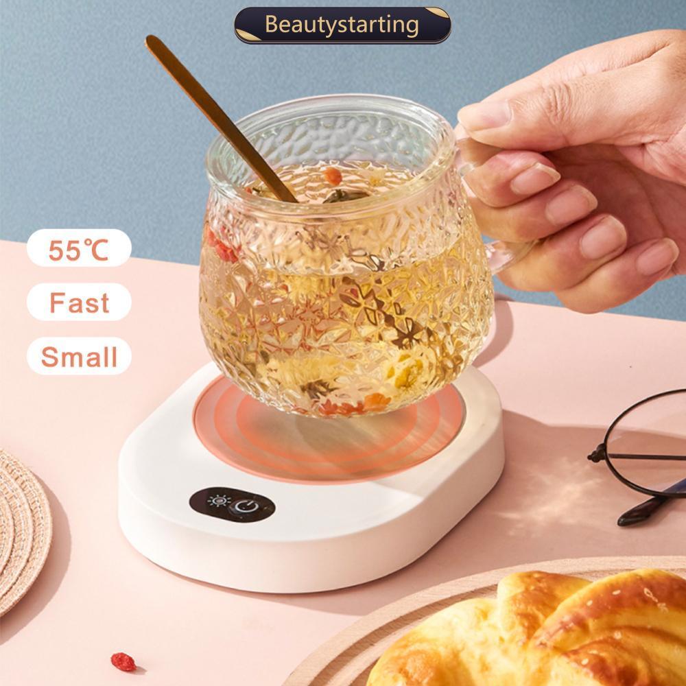 BEAUTYSTARTING 55C USB แก้วไฟฟ้า Mat อุณหภูมิคงที่อัจฉริยะ Warm Coaster สําหรับกาแฟนมชา Office Home 