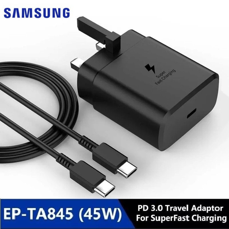 Original Samsung PD 45W Super Fast Charger UK Power Adapter USB C Wall Charger สําหรับ Samsung Galax