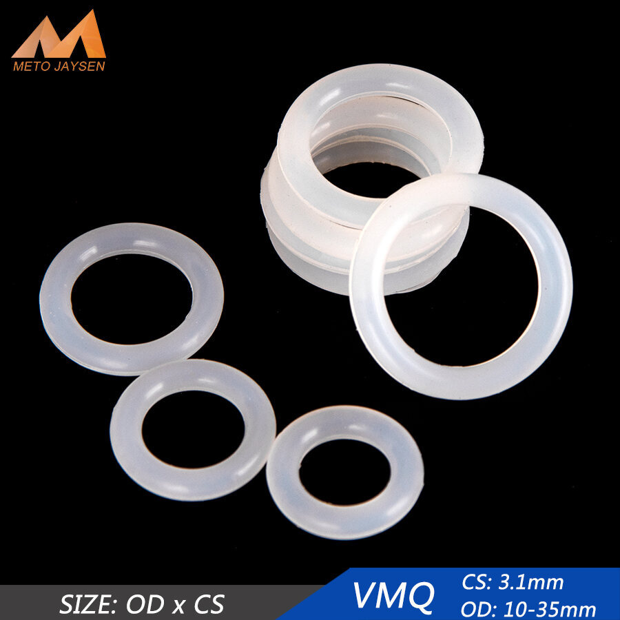 50ชิ้น เส้นผ่าศูนย์กลาง10มม-35มม. ความหนา 3.1มม. ปะเก็นซีลยางซิลิโคน VMQ แบบนุ่มทรงกลมทนทาน