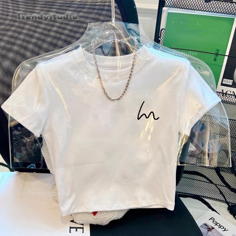 🌈พร้อมส่ง🌈  เสื้อครอปแขนสั้น ผ้าคัตคอน นิ่มใส่สบาย #แขนสั้น 100%Cotton T-shirt เสื้อน่ารัก เสื้อยืดผู้หญิง