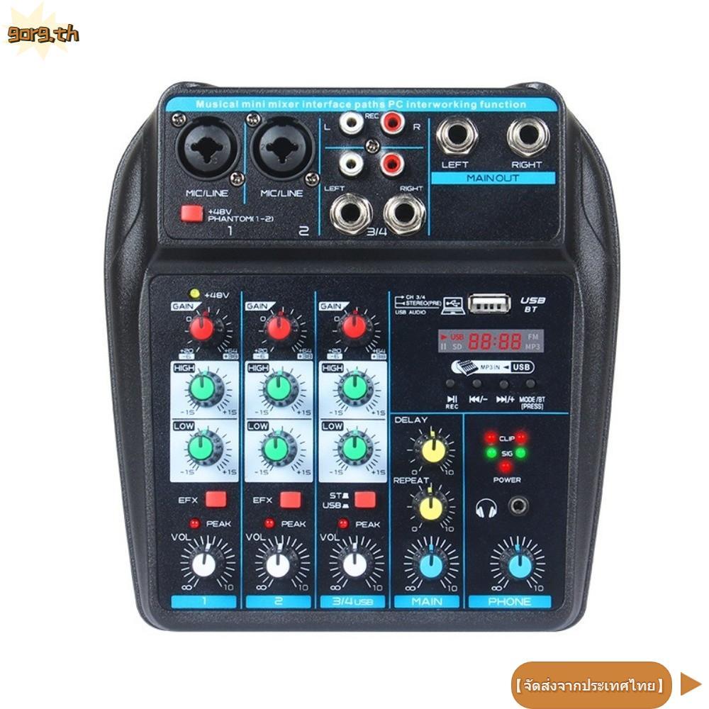 GORG มิกเซอร์เสียง, 4 แชนเนลพร้อม 48V Phantom Power DJ Console Mixer, Portable Monitor Karaoke Syste