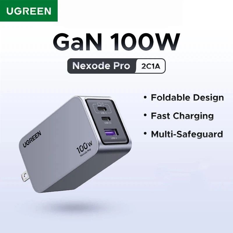 UGREEN 100W GaN Charger ชุด USB C QC4.0 PD3.0 Fast Charger สําหรับ Macbook แล็ปท็อปแท็บเล็ตโทรศัพท์ 