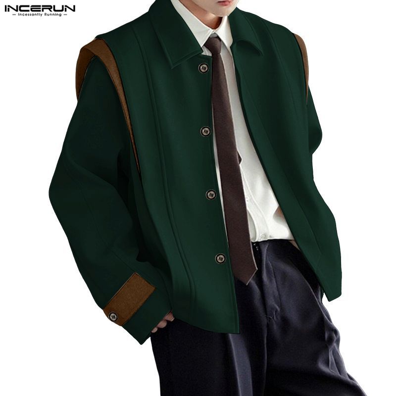 เสื้อแจ็คเก็ตสีตัดกันไหล่บิน สำหรับผู้ชาย