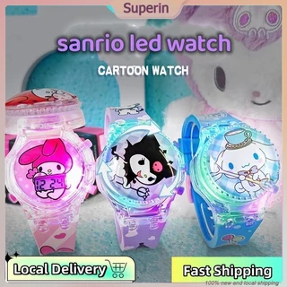SuperIn นาฬิกาการ์ตูน Cinnamoroll มีเสียงเพลงและไฟสว่าง เหมาะสำหรับเด็กนักเรียน