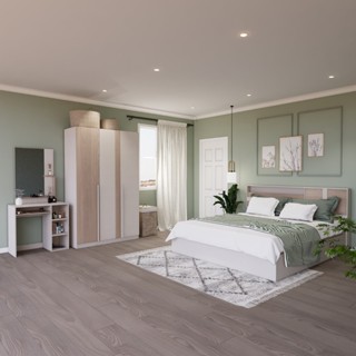 Looms ชุดห้องนอน  รุ่น THONIE  สีลินินตัดสีเมเปิ้ล