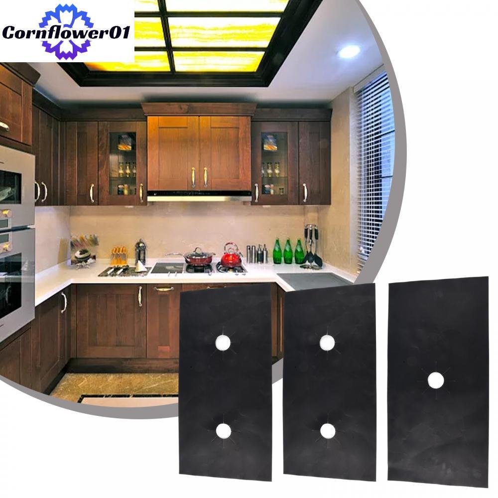 [cornflower01]3Pcs Reusable Gas Foil Stove Burner Protector Cooktop-Cover Liner Clean Mat-Pads